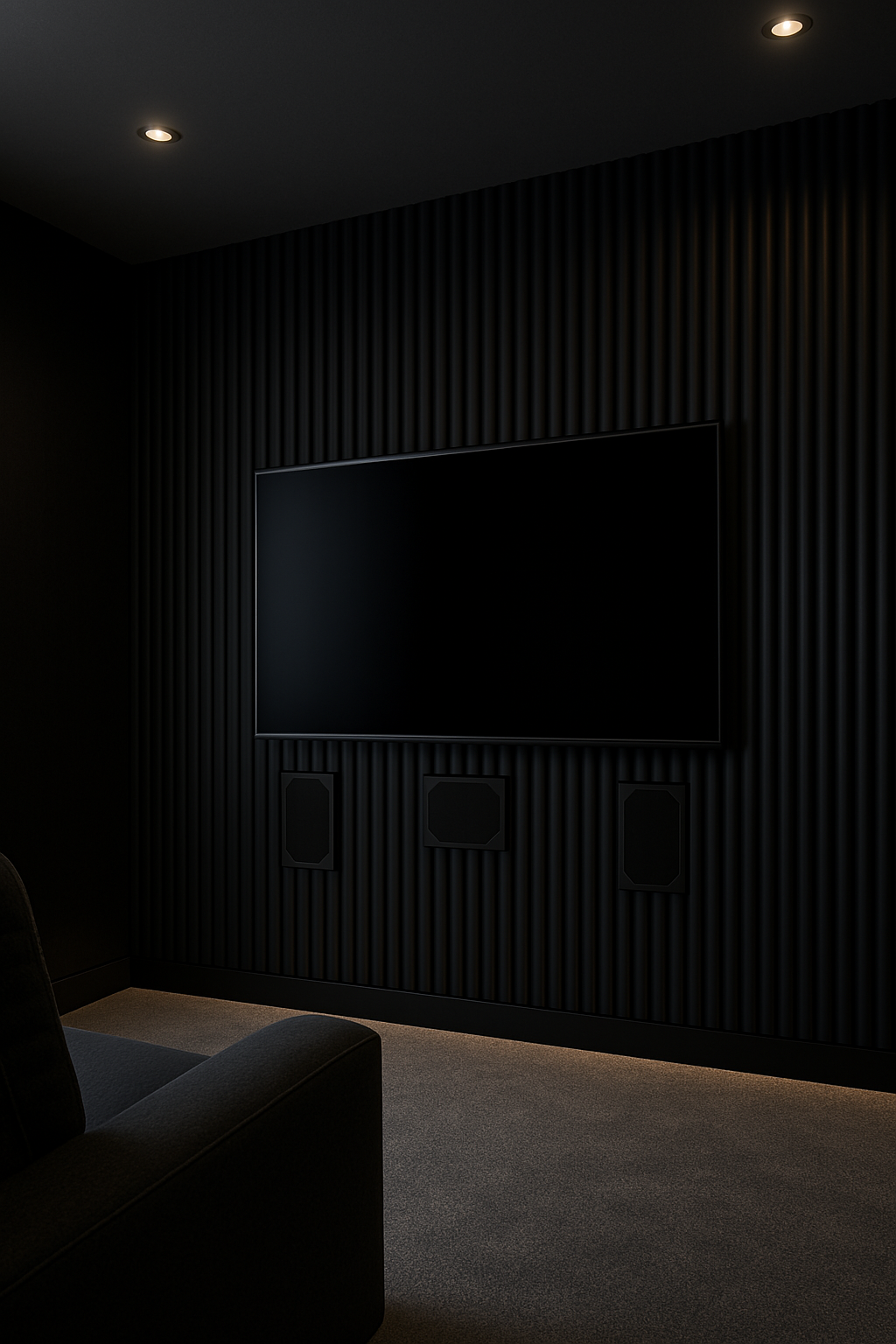 Modern Home Theater with Fluted Panels